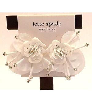 Kate spade WhiteMulti vibrant life White Flower Statement stud earrings NWT READ